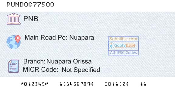 Punjab National Bank Nuapara Orissa Branch 