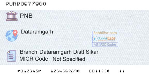 Punjab National Bank Dataramgarh Distt Sikar Branch 