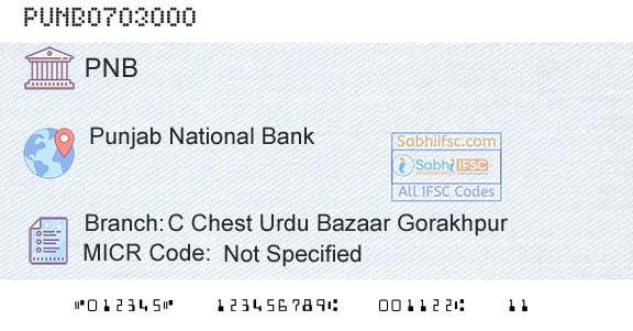 Punjab National Bank C Chest Urdu Bazaar GorakhpurBranch 