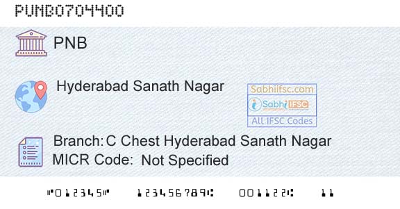 Punjab National Bank C Chest Hyderabad Sanath NagarBranch 