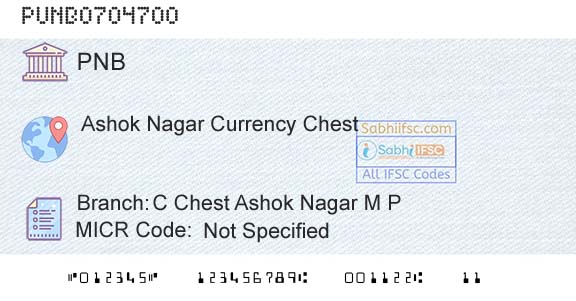 Punjab National Bank C Chest Ashok Nagar M P Branch 