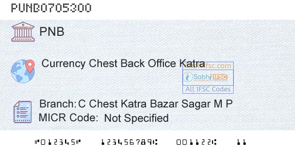 Punjab National Bank C Chest Katra Bazar Sagar M PBranch 