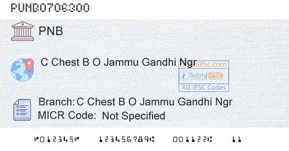 Punjab National Bank C Chest B O Jammu Gandhi NgrBranch 