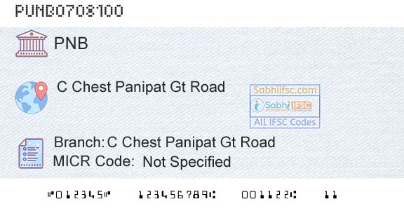 Punjab National Bank C Chest Panipat Gt RoadBranch 