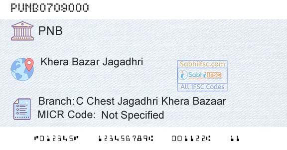 Punjab National Bank C Chest Jagadhri Khera BazaarBranch 