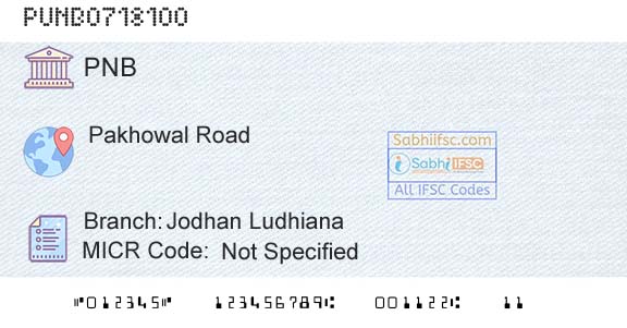 Punjab National Bank Jodhan Ludhiana Branch 