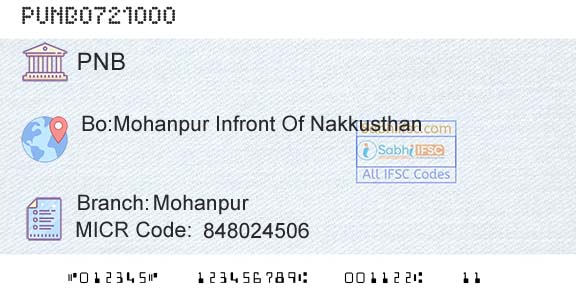 Punjab National Bank MohanpurBranch 