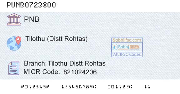 Punjab National Bank Tilothu Distt Rohtas Branch 