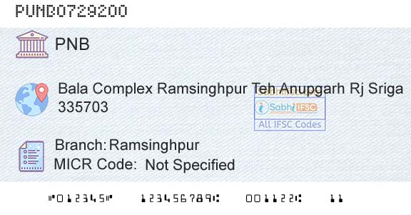 Punjab National Bank RamsinghpurBranch 