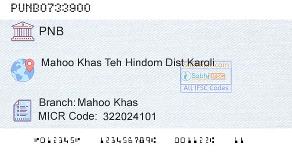 Punjab National Bank Mahoo KhasBranch 