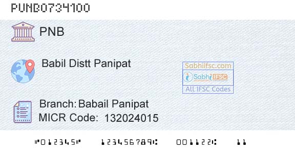 Punjab National Bank Babail Panipat Branch 