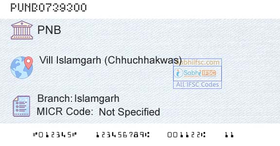 Punjab National Bank IslamgarhBranch 