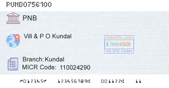 Punjab National Bank KundalBranch 