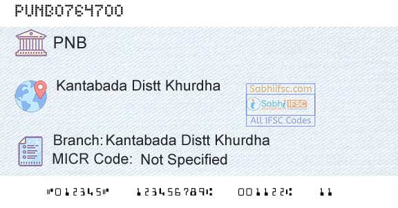Punjab National Bank Kantabada Distt KhurdhaBranch 