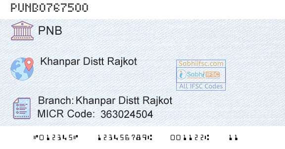 Punjab National Bank Khanpar Distt RajkotBranch 
