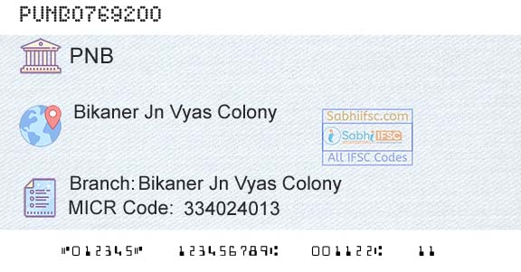 Punjab National Bank Bikaner Jn Vyas ColonyBranch 