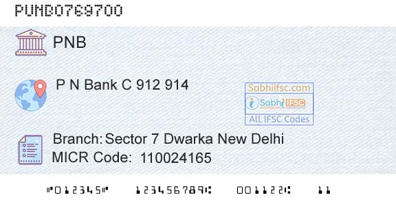 Punjab National Bank Sector 7 Dwarka New DelhiBranch 