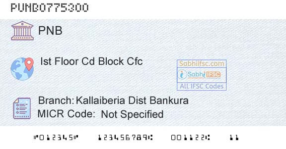 Punjab National Bank Kallaiberia Dist BankuraBranch 