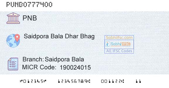 Punjab National Bank Saidpora BalaBranch 