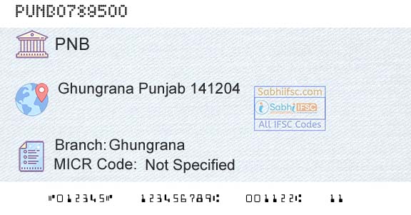 Punjab National Bank GhungranaBranch 