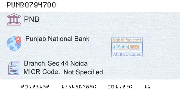 Punjab National Bank Sec 44 NoidaBranch 