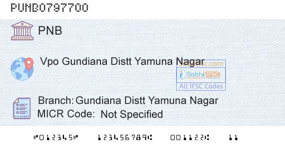 Punjab National Bank Gundiana Distt Yamuna NagarBranch 