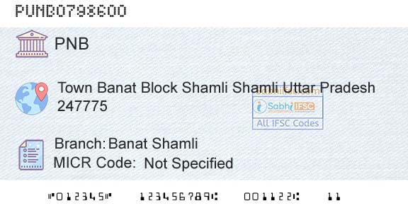 Punjab National Bank Banat ShamliBranch 