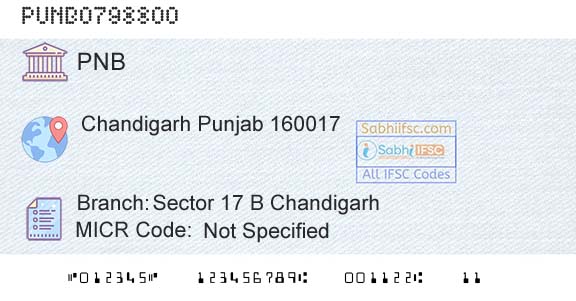 Punjab National Bank Sector 17 B ChandigarhBranch 