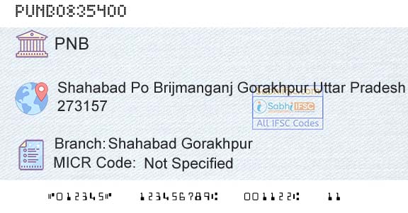 Punjab National Bank Shahabad GorakhpurBranch 