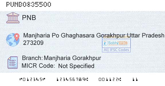 Punjab National Bank Manjharia GorakhpurBranch 