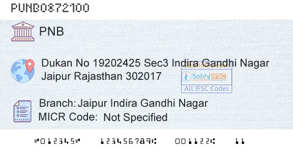Punjab National Bank Jaipur Indira Gandhi NagarBranch 