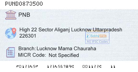 Punjab National Bank Lucknow Mama ChaurahaBranch 