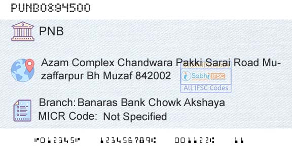 Punjab National Bank Banaras Bank Chowk AkshayaBranch 