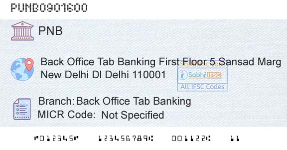 Punjab National Bank Back Office Tab BankingBranch 