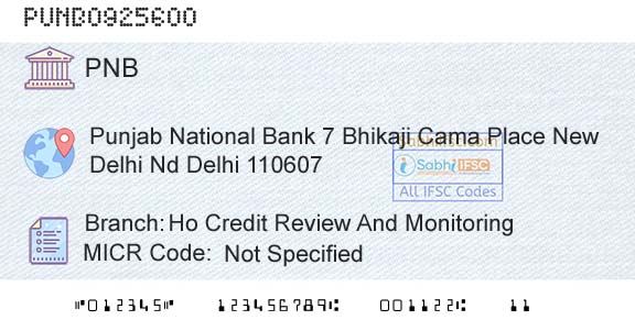 Punjab National Bank Ho Credit Review And MonitoringBranch 