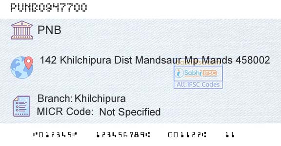 Punjab National Bank KhilchipuraBranch 