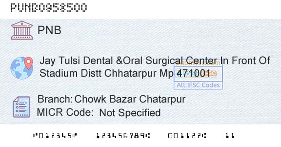 Punjab National Bank Chowk Bazar ChatarpurBranch 