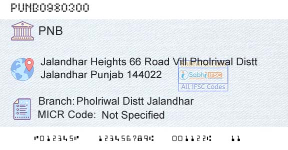 Punjab National Bank Pholriwal Distt JalandharBranch 