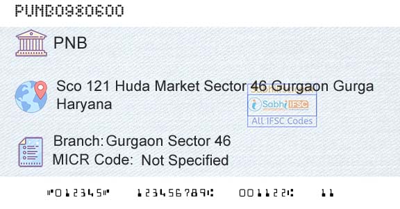 Punjab National Bank Gurgaon Sector 46Branch 
