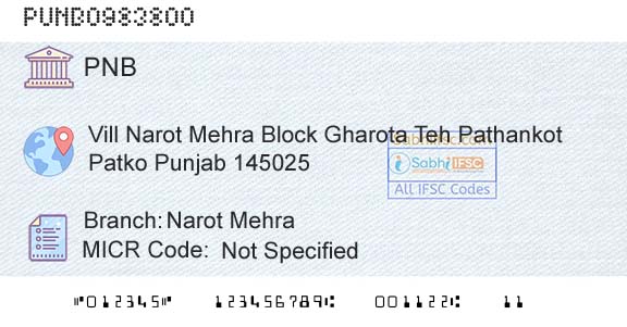 Punjab National Bank Narot MehraBranch 
