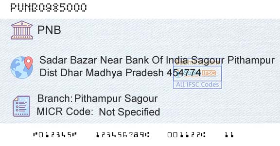 Punjab National Bank Pithampur SagourBranch 