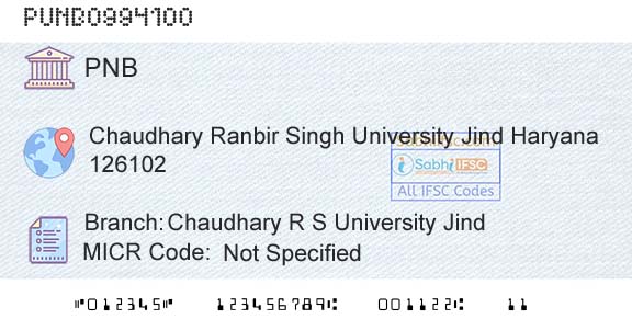 Punjab National Bank Chaudhary R S University JindBranch 