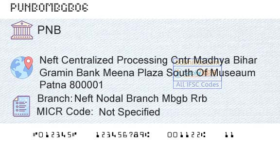 Punjab National Bank Neft Nodal Branch Mbgb RrbBranch 