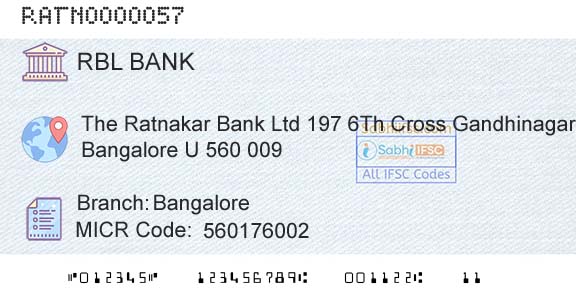 Rbl Bank Limited BangaloreBranch 