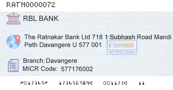 Rbl Bank Limited DavangereBranch 