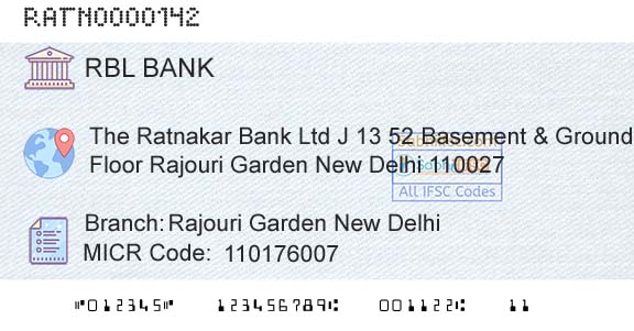 Rbl Bank Limited Rajouri Garden New DelhiBranch 
