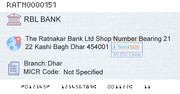 Rbl Bank Limited DharBranch 