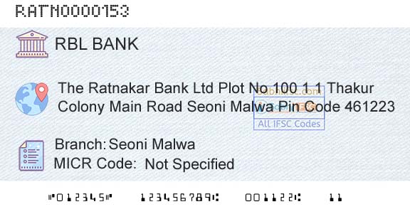 Rbl Bank Limited Seoni MalwaBranch 