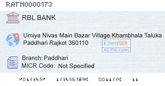 Rbl Bank Limited PaddhariBranch 