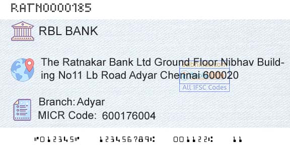 Rbl Bank Limited AdyarBranch 